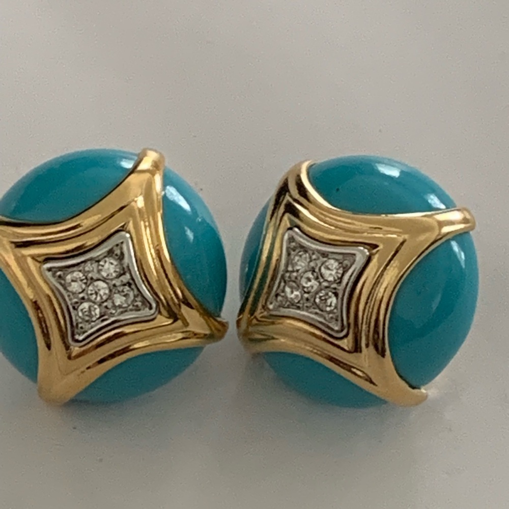 JOAN RIVERS GOLD and Turquoise Earrings